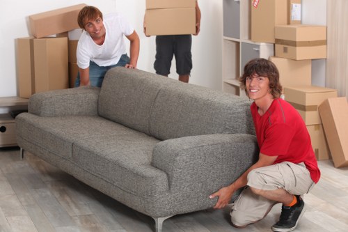 Boxes and furniture prepared for a Cheam move